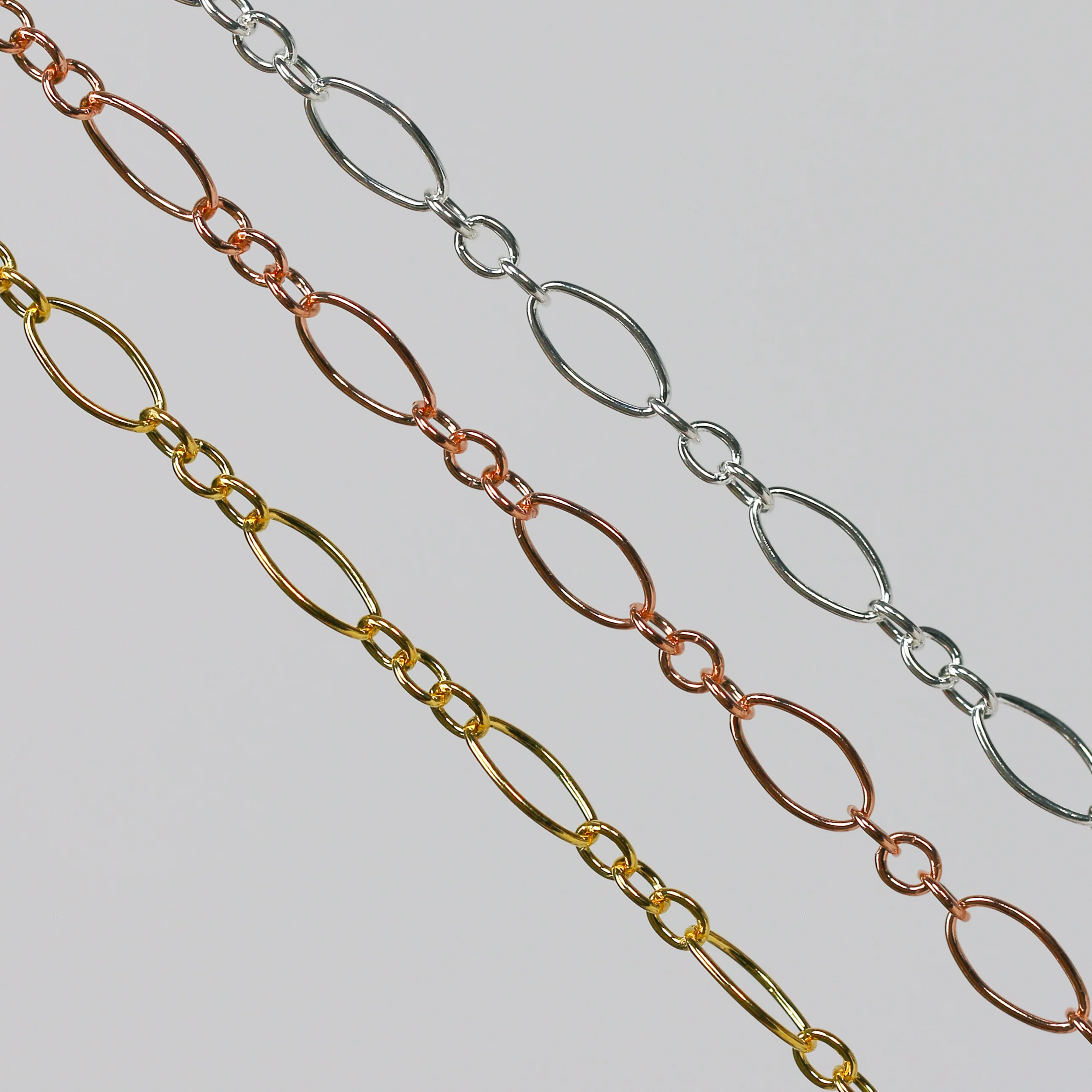 Aspen Permanent Jewelry Chain, Oval Design, Long and Small Links, Available in Gold Filled and Silver