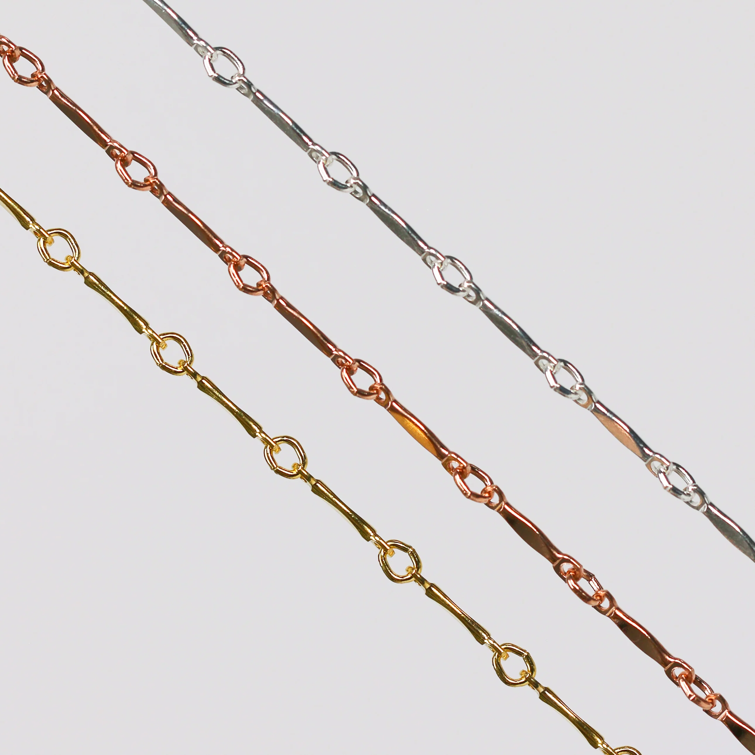 Brittany Permanent Jewelry Chain, Dapped Bar Design, Bar with Small Links, Available in Gold Filled and Silver