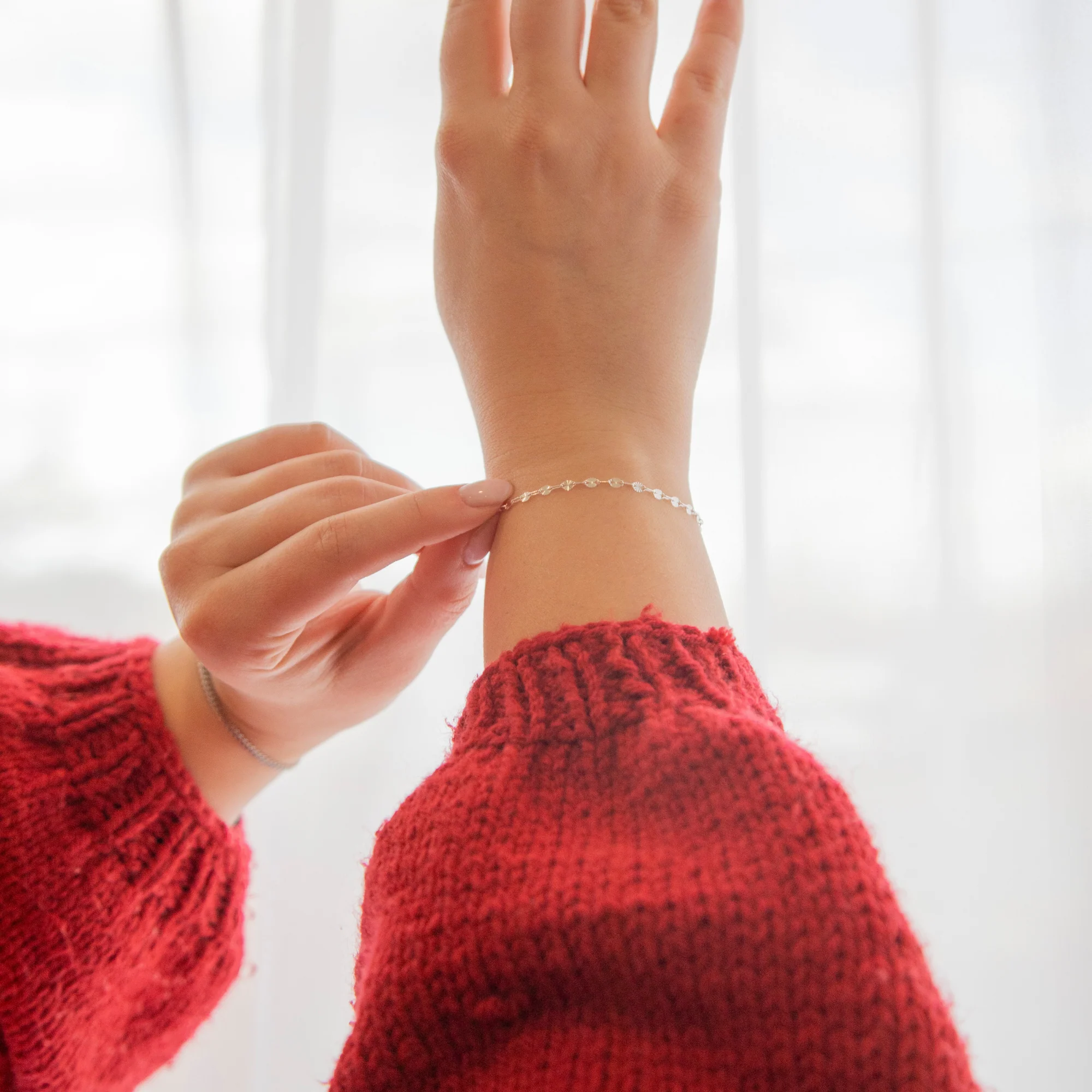 Brynna Permanent Jewelry Chain,Ā Figaro and Starburst Links, Available in Sterling Silver - Image 2