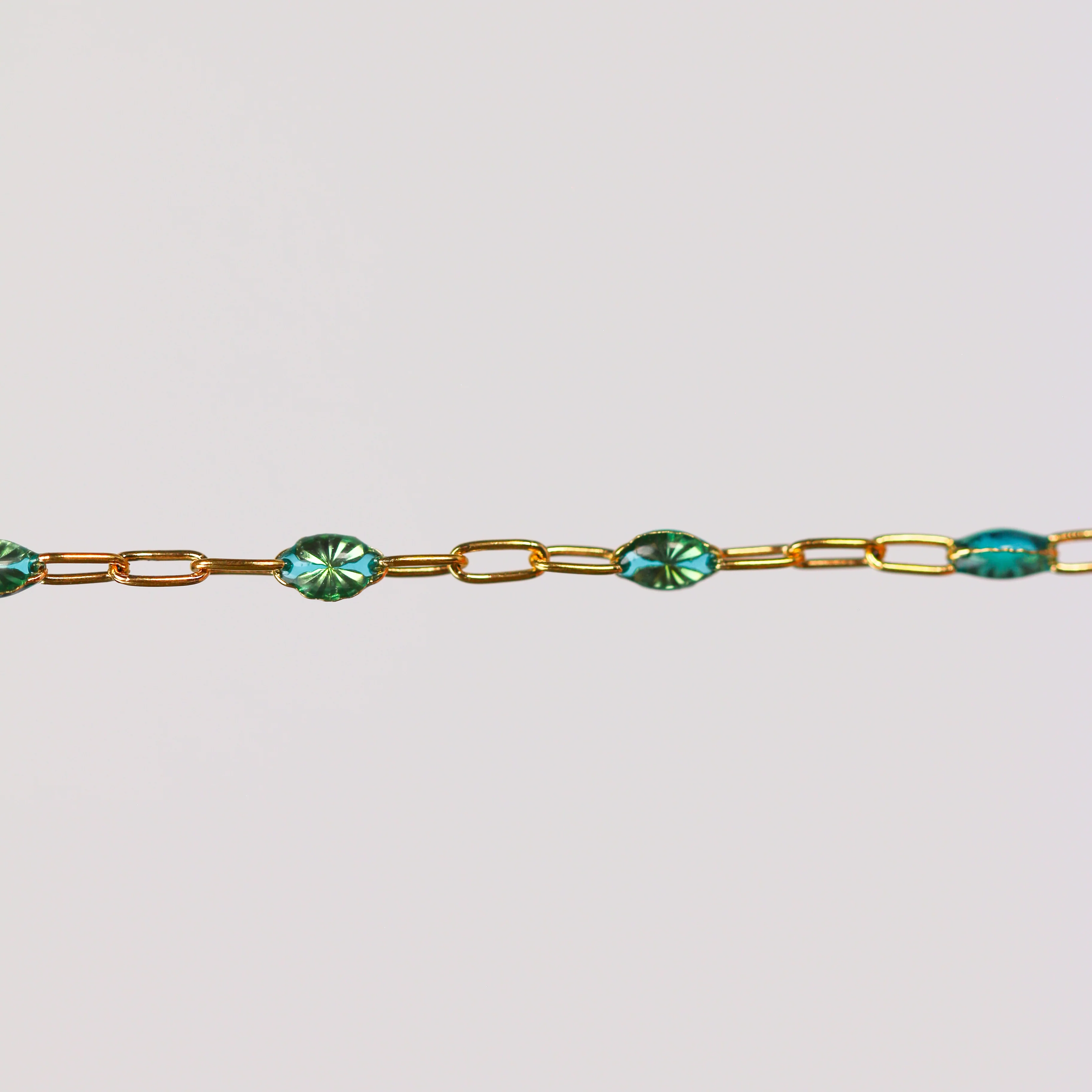 Caterina Permanent Jewelry Chain, Aquamarine Enamel Design, Cable Links, Available in Gold Filled and Sterling Silver - Image 3