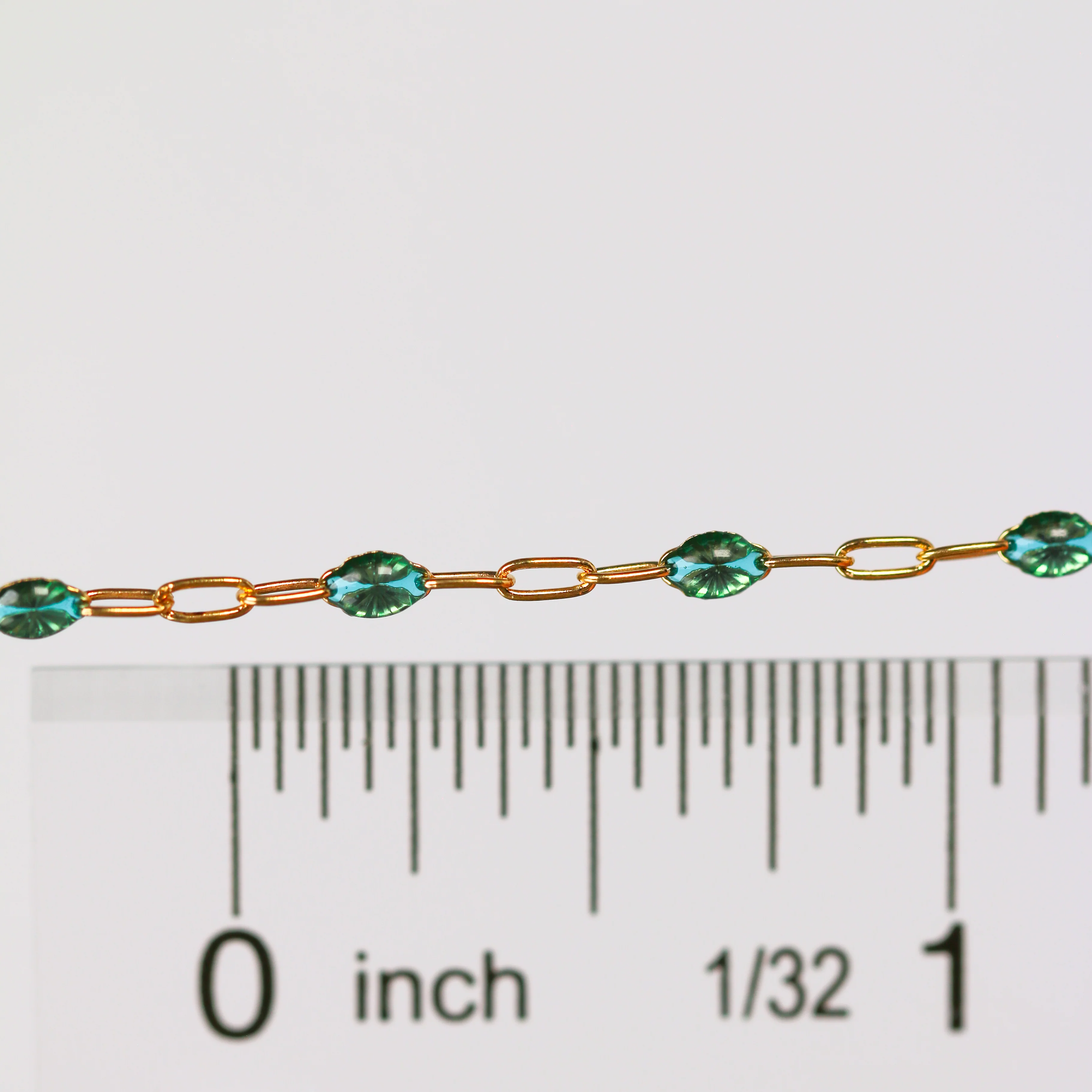 Caterina Permanent Jewelry Chain, Aquamarine Enamel Design, Cable Links, Available in Gold Filled and Sterling Silver - Image 5