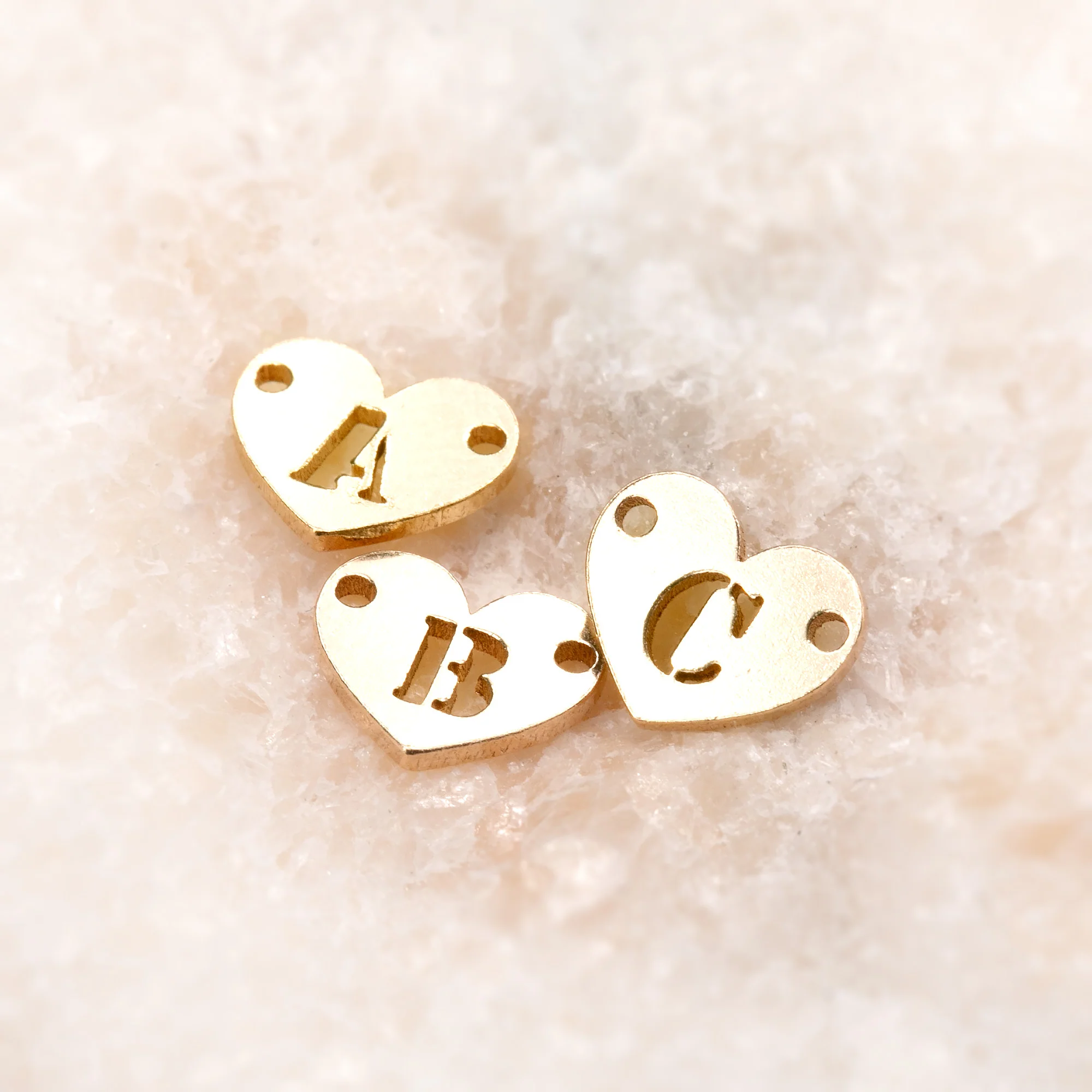 Initial Heart Connectors | 7.8mm | 14K Gold Filled Yellow
