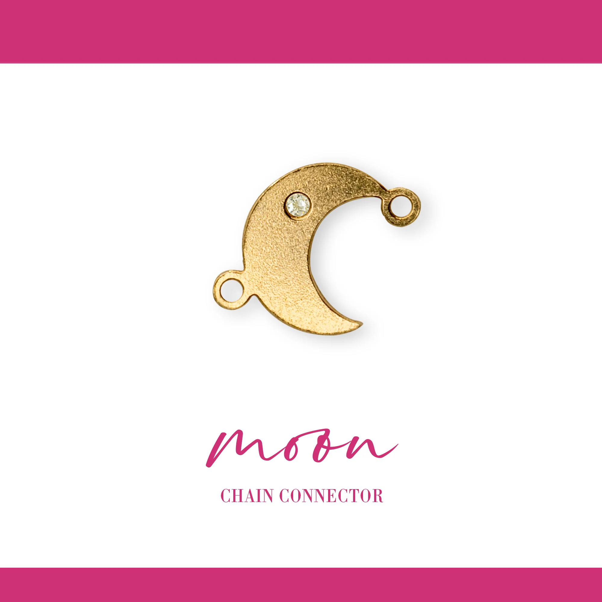 Moon Connector | 14K Gold Filled Yellow | 10.5mm | White Gemstone | 4pk - Image 2