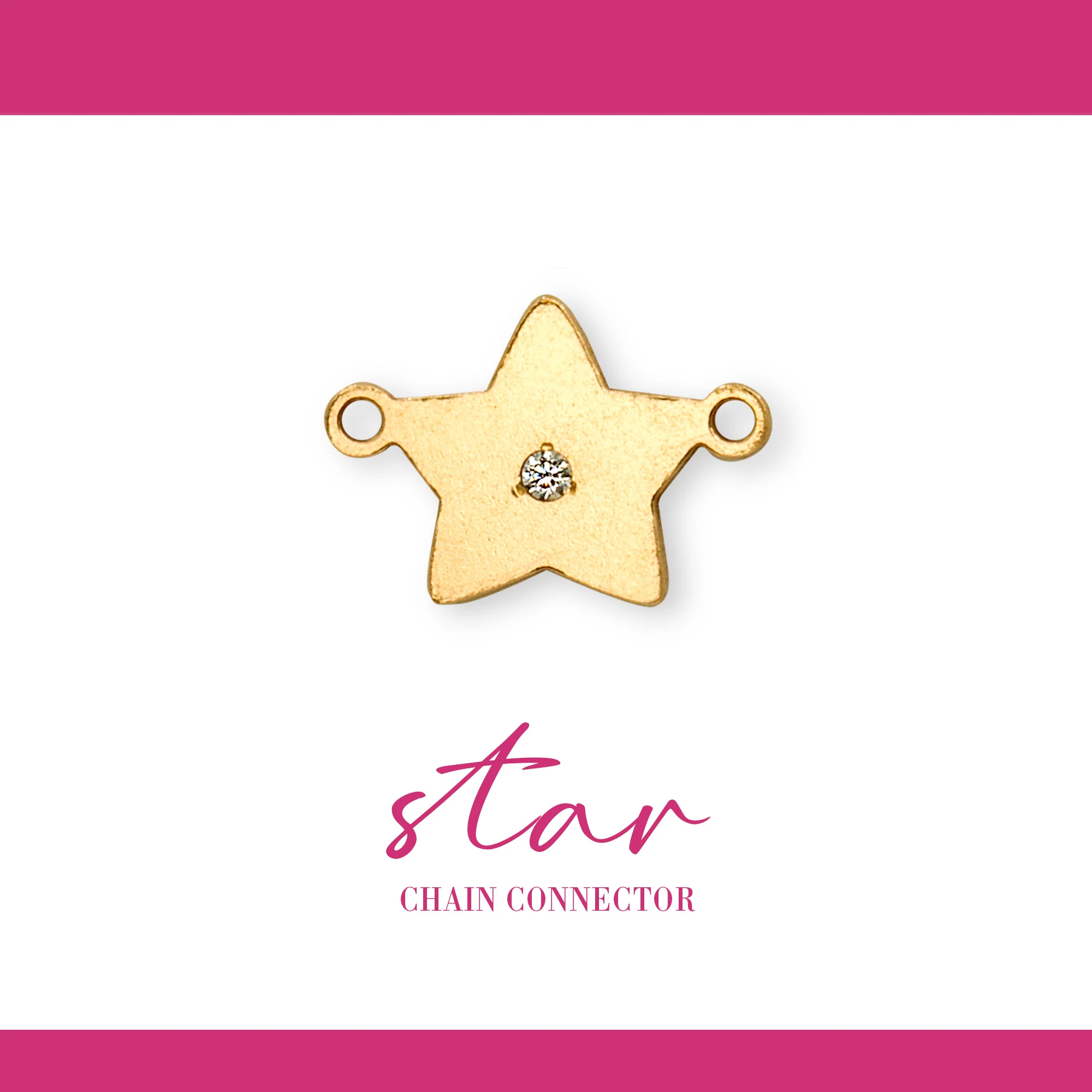 Star Connector | 14K Gold Filled Yellow | 11mm | White Gemstone | 4pk - Image 2