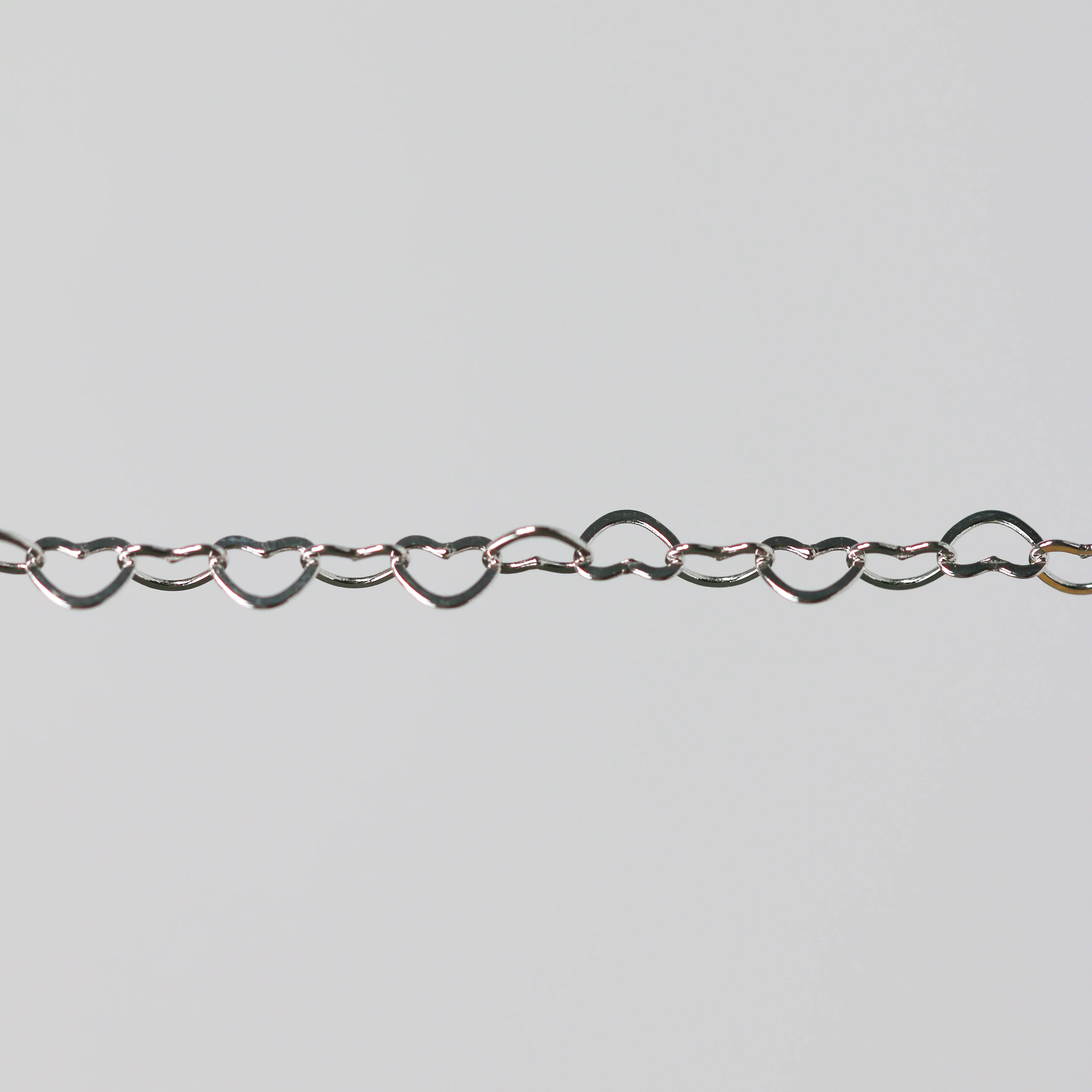 Ella Permanent Jewelry Chain, Flat Heart Design, Flat Heart Links, Available in Gold and Silver Options - Image 5