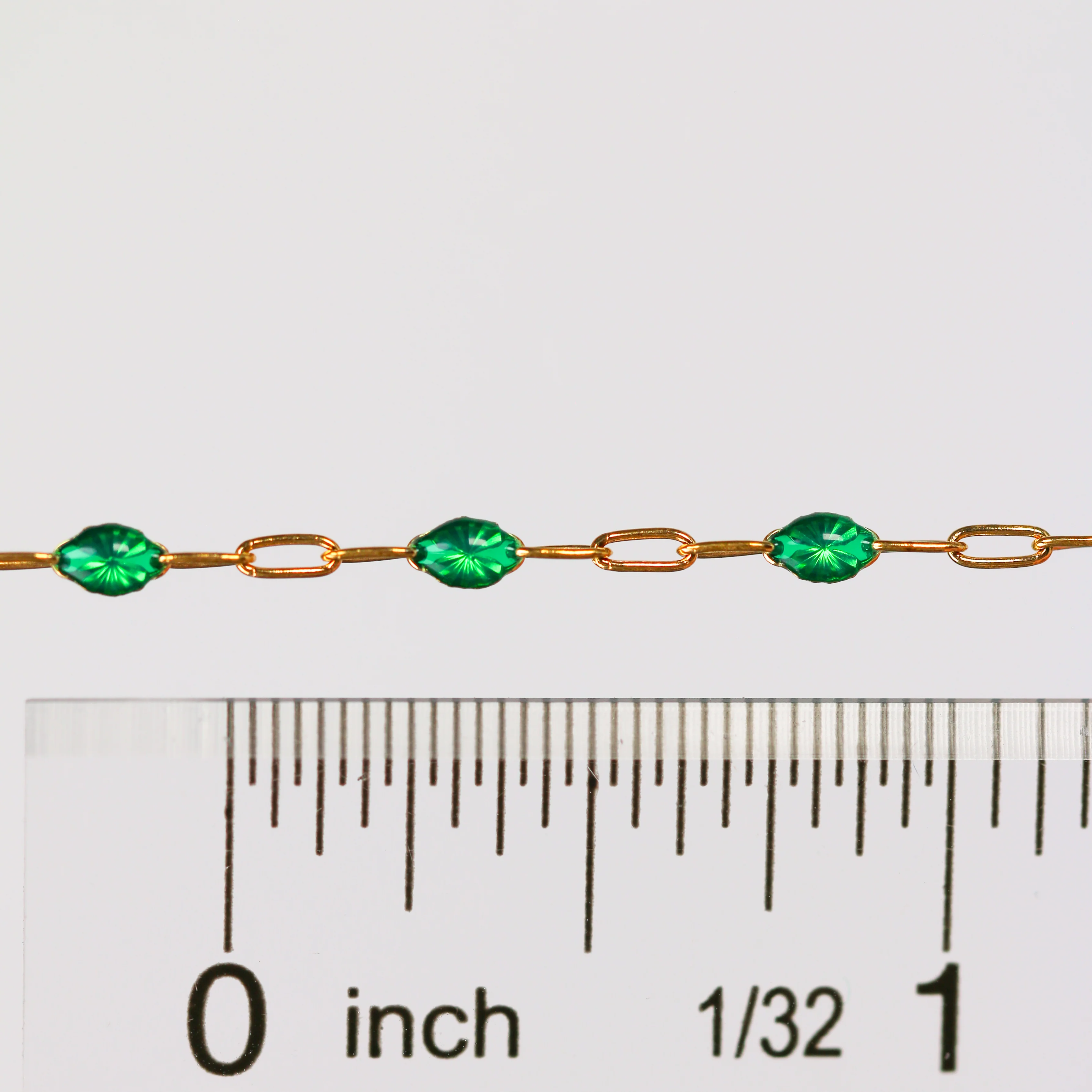Esmerelda Permanent Jewelry Chain, Emerald Green Enamel Design, Cable Links, Available in Gold Filled and Sterling Silver - Image 5