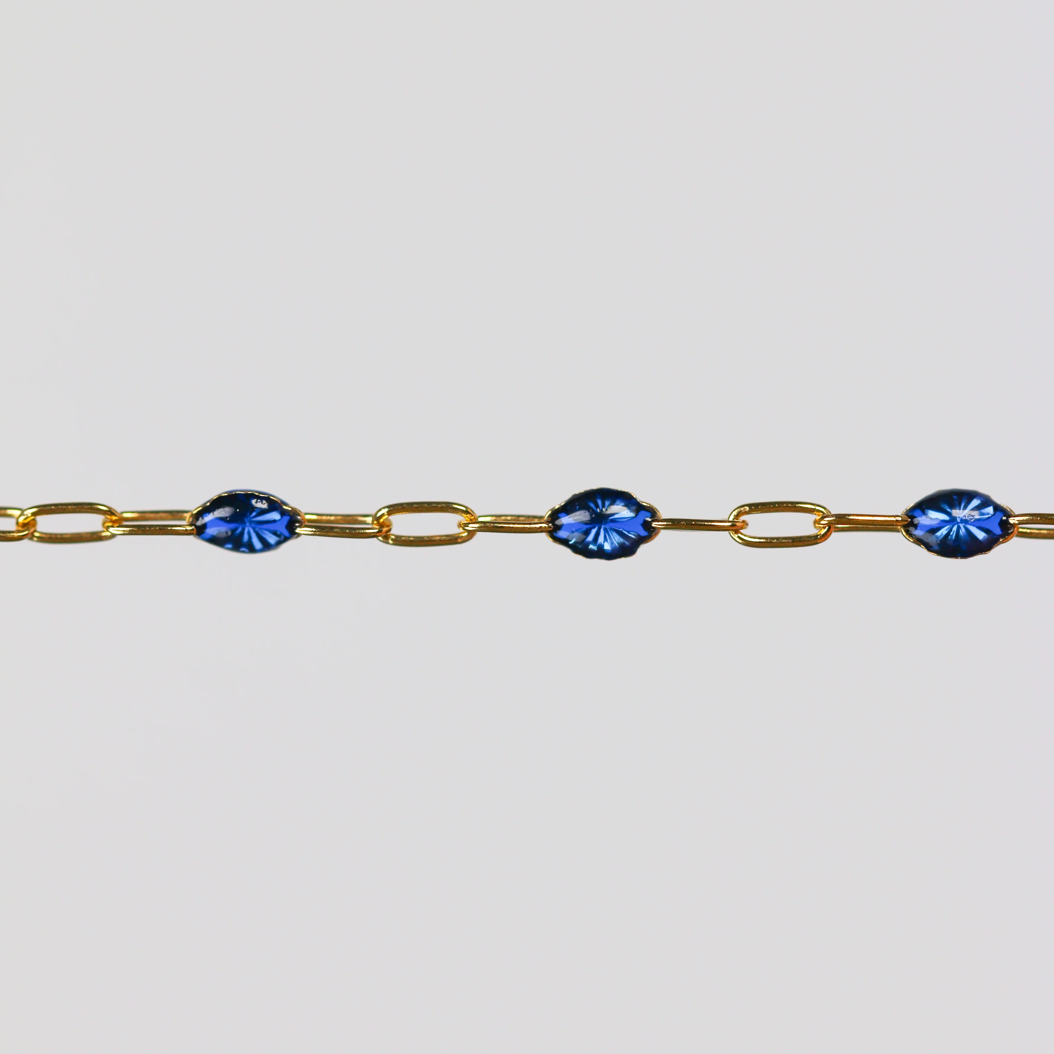 Fabiana Permanent Jewelry Chain, Blue Enamel Design, Cable Links, Available in Gold Filled and Sterling Silver - Image 3