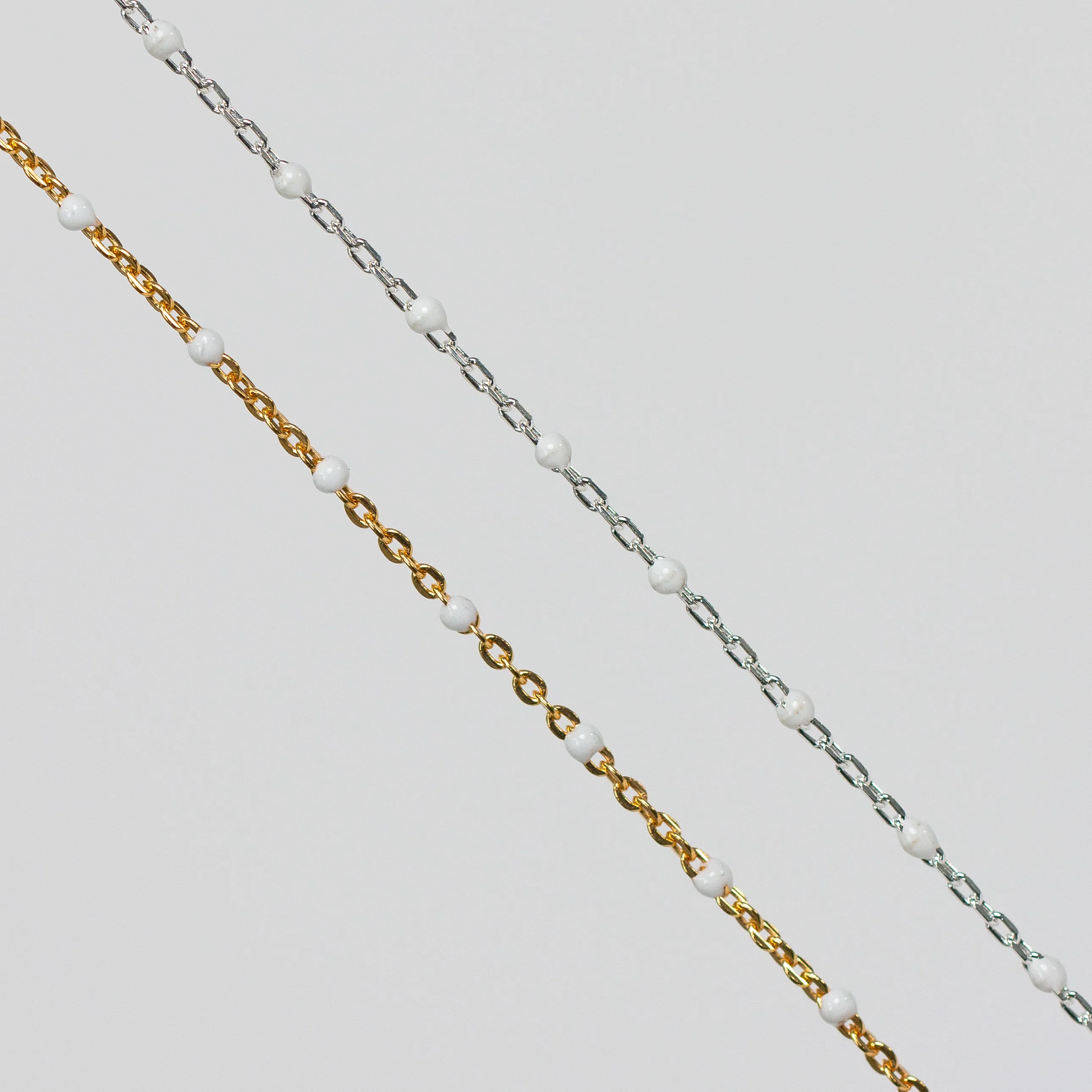 Hazel Permanent Jewelry Chain, DC Cable with Enamel Beads, Available in Sterling Silver and Yellow Gold-Filled