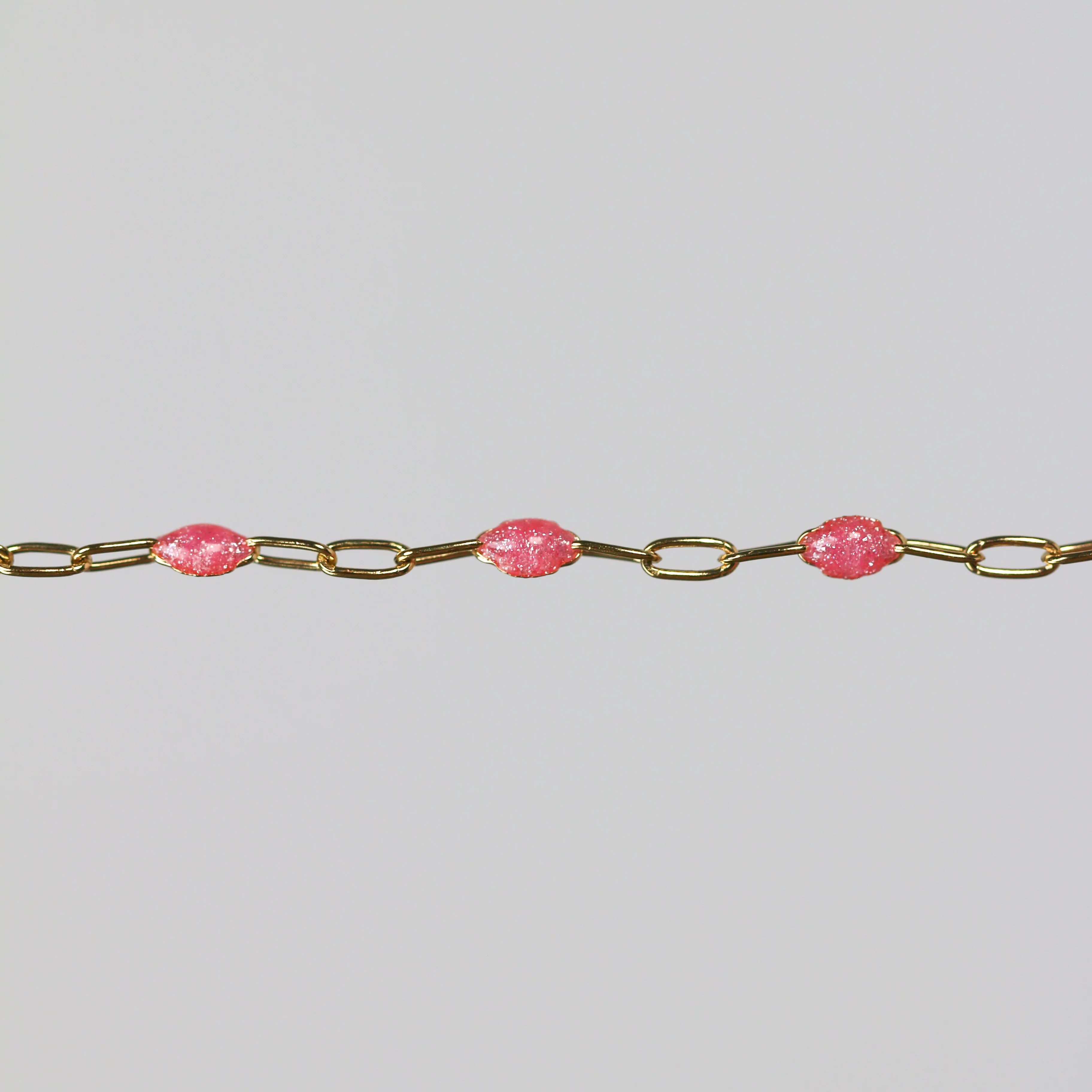 Lavinia Permanent Jewelry Chain, Pink Enamel Design, Cable Links, Available in Gold Filled and Sterling Silver - Image 3