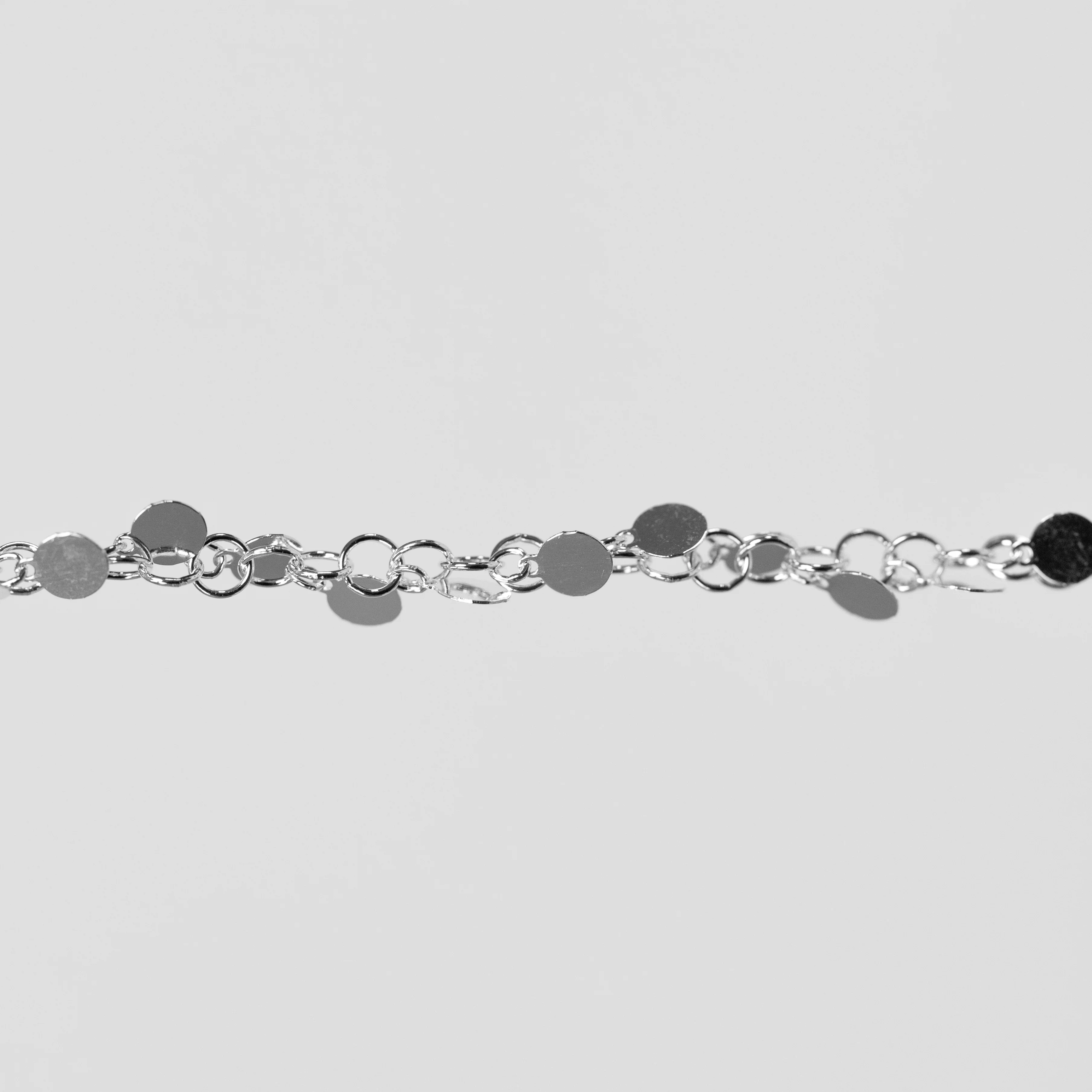 Melody Permanent Jewelry Chain, Round Rolo Links with 4mm Hanging Discs, Available in Sterling Silver - Image 4
