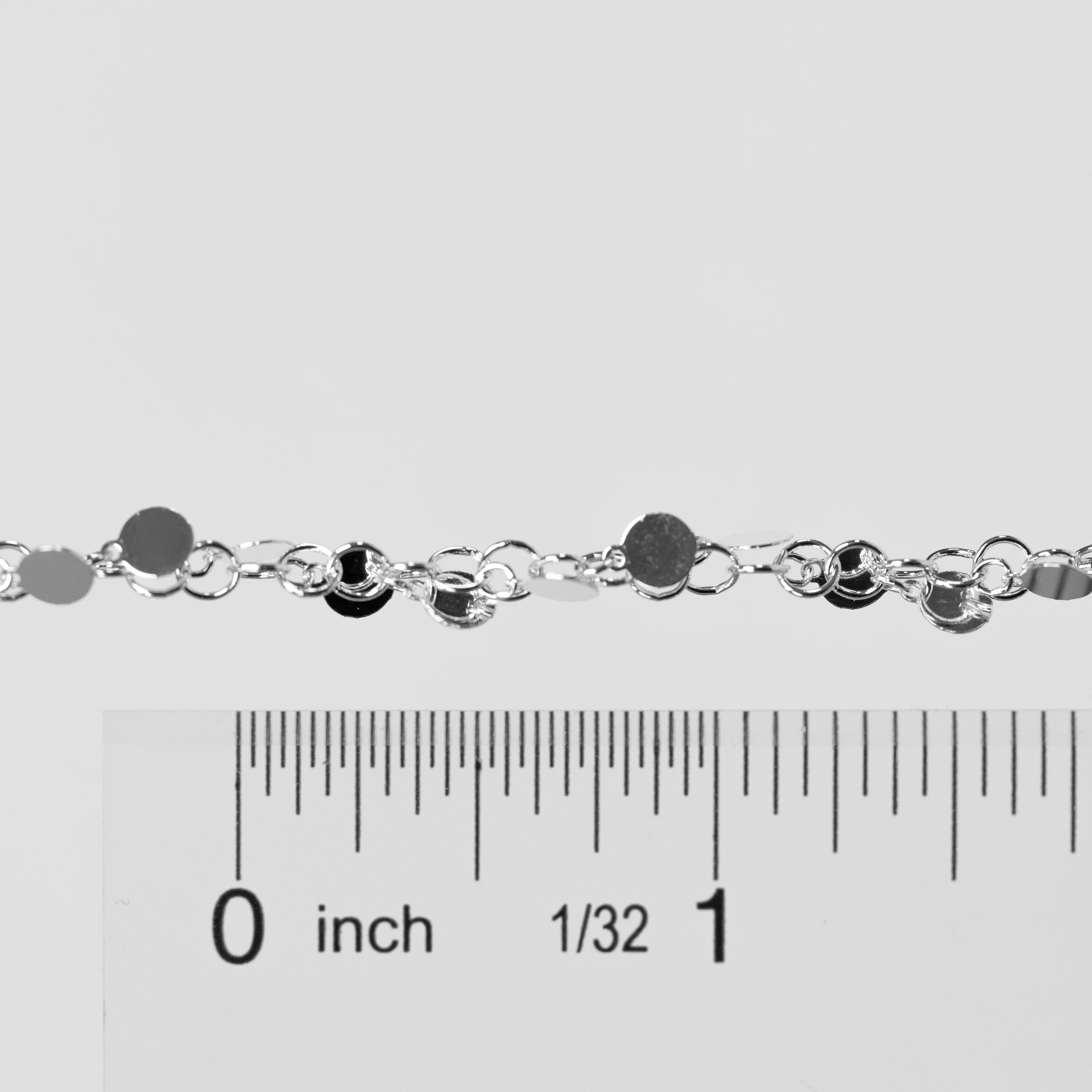Melody Permanent Jewelry Chain, Round Rolo Links with 4mm Hanging Discs, Available in Sterling Silver - Image 5