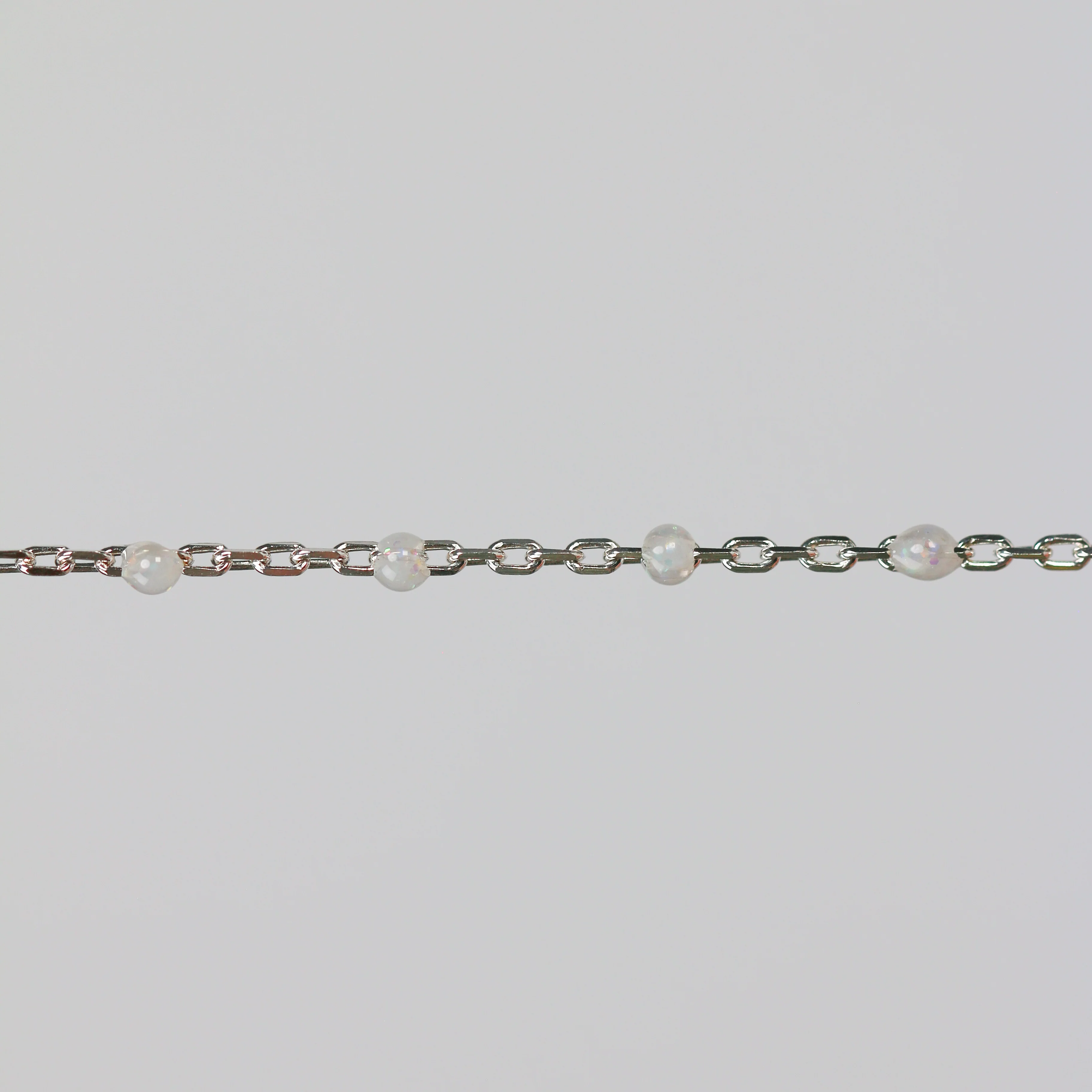 Viviana Permanent Jewelry Chain, White Opal Enamel Design, Cable Links, Available in Gold Filled and Sterling Silver - Image 5